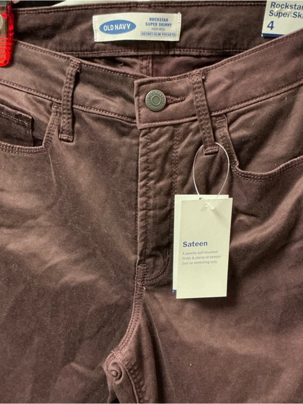 Old Navy Rockstar Super Skinny Sateen Pants - Plum Brown